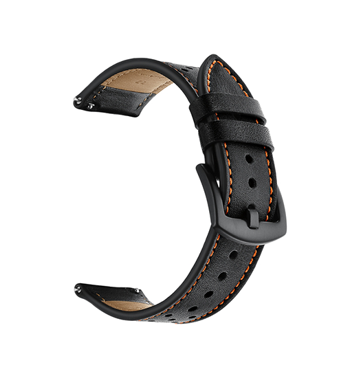 Samsung Galaxy Watch FE | Samsung Galaxy Watch FE (40mm) - L'Empiri™ Plum Blossom Ægte Læder Rem - Sort - DELUXECOVERS.DK