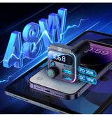 Bluetooth Modtager | JOYROOM™ | Bluetooth FM Transmitter m. Mikrofon - 48W - Sort - DELUXECOVERS.DK