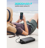 Solcelle Powerbank | Solcelle Powerbank 20.000 mAh - 20W - Sort - DELUXECOVERS.DK