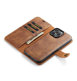 Vintage 2-i-1 læder etui (aftageligt cover) – Brun – DG.MING™ - DELUXECOVERS.DK