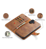 Vintage 2-i-1 læder etui (aftageligt cover) – Brun – DG.MING™ - DELUXECOVERS.DK