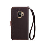 Samsung Galaxy S9 | Samsung Galaxy S9 - Læder Etui M. Bladlukning - Sort / Brun - DELUXECOVERS.DK