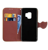 Samsung Galaxy S9 | Samsung Galaxy S9 - Læder Etui M. Bladlukning - Sort / Brun - DELUXECOVERS.DK