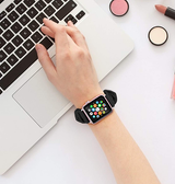 Apple Watch 38mm | Apple Watch (38/40/SE/41/42mm) - Scrunchie Stof Dame Rem - Sort - DELUXECOVERS.DK