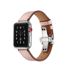 Apple Watch 38-42mm | Apple Watch (38/40/SE/41/42mm) - BOX-W Kalveskinds Læder Rem - Rose - DELUXECOVERS.DK