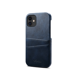 iPhone 12 | iPhone 12 - NX Design Læder Cover M. Kortholder - Blå - DELUXECOVERS.DK