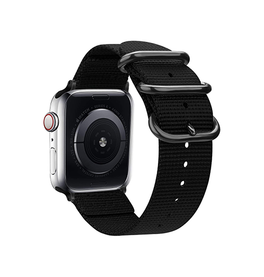Apple Watch 38mm | Apple Watch (38/40/SE/41/42mm) - Nato Military Nylon Rem - Black Onyx - DELUXECOVERS.DK