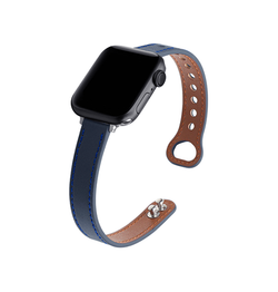 Apple Watch 38mm | Apple Watch (38/40/SE/41mm) - ADENA™ Classic Læder Urrem - Blå - DELUXECOVERS.DK