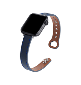 Apple Watch 38-42mm | Apple Watch (38/40/SE/41/42mm) - ADENA™ Classic Læder Urrem - Blå - DELUXECOVERS.DK