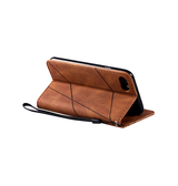 iPhone 7 / 8 / SE (2020/2022) | iPhone 7/8/SE(2020/2022) - Abstract Læder Cover Etui M. Pung - Brun - DELUXECOVERS.DK
