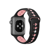 Apple Watch 42mm | Apple Watch (42/44/SE/45mm & Ultra) - L'Empiri™ Silikone Sportsrem - Sort/Pink - DELUXECOVERS.DK