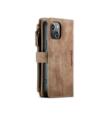 iPhone 14 Max | iPhone 14 Plus - CaseMe™ Multifunktionel Læder Etui / Pung - Brun - DELUXECOVERS.DK