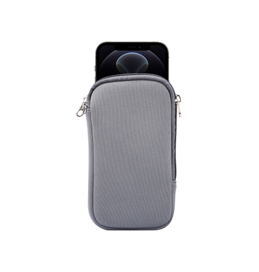 iPhone 12 Pro | iPhone 12 Pro - Simple Nylon Sleeve Etui M. Lynlås - Grå - DELUXECOVERS.DK