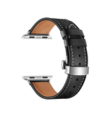 Apple Watch 42mm | Apple Watch (42/44/SE/45mm & Ultra) - BOX-W Kalveskinds Læder Rem - Sort - DELUXECOVERS.DK