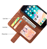 iPhone 7 / 8 / SE (2020/2022) | iPhone 7/8/SE(2020/2022) - Abstract Læder Cover Etui M. Pung - Brun - DELUXECOVERS.DK
