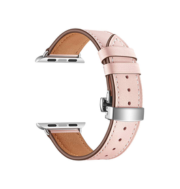 Apple Watch 42mm | Apple Watch (42/44/SE/45mm & Ultra) - BOX-W Kalveskinds Læder Rem - Rose - DELUXECOVERS.DK