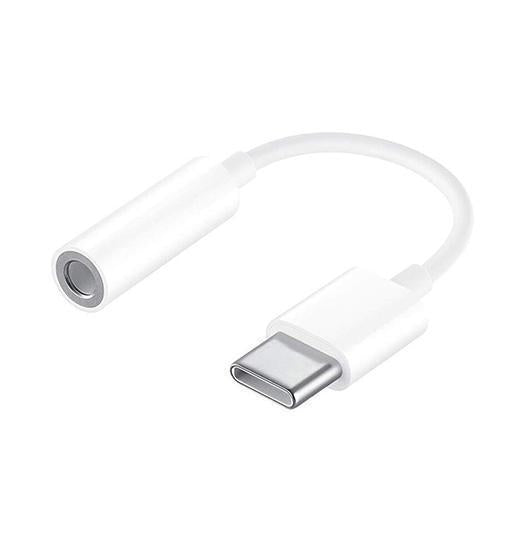 Adapter | USB-C til 3.5mm Mini-jack Stik Hun - Adapter - 5cm - Hvid - DELUXECOVERS.DK