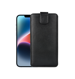 iPhone 14 Max | iPhone 14 Plus - Verona Læder Sleeve M. Lukning - Black Onyx - DELUXECOVERS.DK