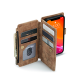 iPhone 12 | iPhone 12 - CaseMe™ Multifunktionel Læder Etui / Pung - Brun - DELUXECOVERS.DK