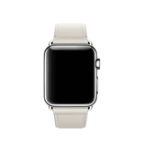 Apple Watch 42mm | Apple Watch (42/44/SE/45/46/49mm) - Deluxe™ Classic Læder Rem - Snow - DELUXECOVERS.DK