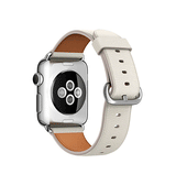 Apple Watch 42mm | Apple Watch (42/44/SE/45mm & Ultra) - Deluxe™ Classic Ægte Læder Rem - Snow - DELUXECOVERS.DK