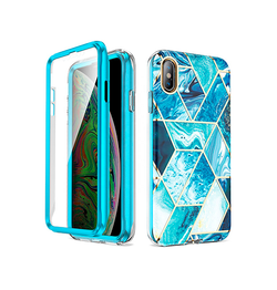 iPhone XS Max | iPhone XS Max - UNIQ™ FULL 360° Marble Silikone Cover - Koboltblå - DELUXECOVERS.DK