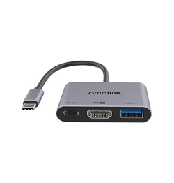 Adapter | AMALINK™ | Adapter USB-C til USB-A / USB-C / HDMI 4K HD - Grå - DELUXECOVERS.DK