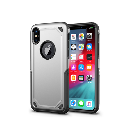 iPhone XS Max | iPhone XS Max - REALIKE Pro Armor Håndværker Cover - Sølv - DELUXECOVERS.DK