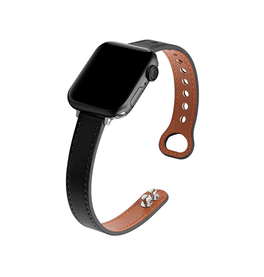 Apple Watch 38mm | Apple Watch (38/40/SE/41/42mm) - ADENA™ Classic Læder Urrem - Sort - DELUXECOVERS.DK