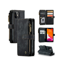 iPhone 12 Mini | iPhone 12 Mini - CaseMe™ Multifunktionel Læder Etui / Pung - Sort - DELUXECOVERS.DK