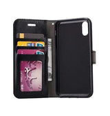iPhone XR | iPhone XR - IDEWEI™ Deluxe Læder Etui Med Pung - Sort - DELUXECOVERS.DK