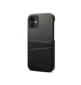 iPhone 12 Mini | iPhone 12 Mini - NX Design™ Læder Cover M. Kortholder - Sort - DELUXECOVERS.DK