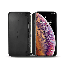 iPhone X / XS | iPhone X/Xs - Realike™ Folio Læder Cover M. Kortholder - Sort - DELUXECOVERS.DK