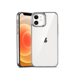 iPhone 12 Mini | iPhone 12 Mini - ESR Pietet™ Tyndt Silikone Cover - M. Sølv Kant - DELUXECOVERS.DK