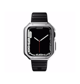 Apple Watch 42mm | Apple Watch (45mm) - K2™ Stødsikkert Håndværker Rem / Cover - Sølv/Sort - DELUXECOVERS.DK