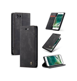 iPhone 7 / 8 / SE (2020/2022) | iPhone 7/8/SE(2020/2022) - CaseMe™ Noble Læder Etui / Pung - Sort - DELUXECOVERS.DK