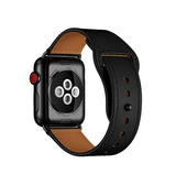 Apple Watch 38mm | Apple Watch (38/40/SE/41/42mm) - FINESSE Ægte Læder Rem - Sort - DELUXECOVERS.DK