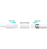 Apple Pencil Tilbehør | Apple Pencil 1 - Stylus Pen Adapter Oplader 2 x Lightning Hun - Hvid - DELUXECOVERS.DK