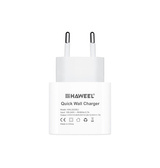 Vægoplader | HAWEEL™ | USB-C Mobil Oplader - QC 3.0 - PD 20W - Hvid - DELUXECOVERS.DK