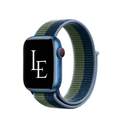 Apple Watch 38mm | Apple Watch (38/40/SE/41mm) - L'Empiri™ Sport+ Nylon Velcro Rem - Navy/Grøn - DELUXECOVERS.DK