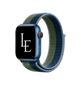 Apple Watch 38mm | Apple Watch (38/40/SE/41/42mm) - L'Empiri™ Sport+ Nylon Velcro Rem - Navy/Grøn - DELUXECOVERS.DK