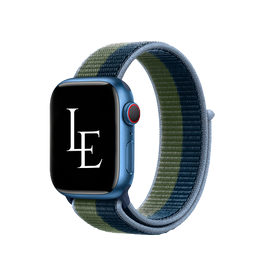 Apple Watch 38mm | Apple Watch (38/40/SE/41mm) - L'Empiri™ Sport+ Nylon Velcro Rem - Navy/Grøn - DELUXECOVERS.DK