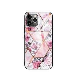 iPhone 11 Pro Max | iPhone 11 Pro Max - DELUXE™ Marble Cover M. Glas Bagside - Argyle Pink - DELUXECOVERS.DK