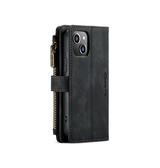 iPhone 13 Mini | iPhone 13 Mini - CaseMe™ Multifunktionel Læder Etui / Pung - Sort - DELUXECOVERS.DK