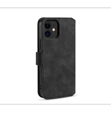 iPhone 12 Mini | iPhone 12 Mini - DG.MING™ Classical Læder Etui / Taske M. Pung - Sort - DELUXECOVERS.DK