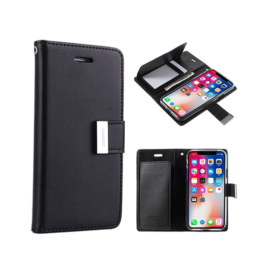 iPhone XS Max | iPhone XS Max - MERCURY™ Fold Læder Etui M. Kortholder - Sort - DELUXECOVERS.DK