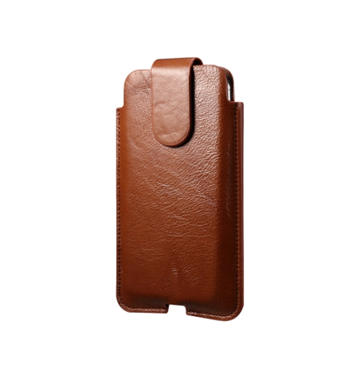 Samsung Galaxy S21+ | Samsung Galaxy S21+ - Mont Blanc Ægte Læder Bælte Sleeve - Brun - DELUXECOVERS.DK