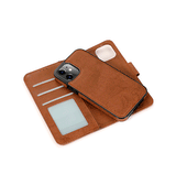 iPhone 12 | iPhone 12 - Vintage 2-In-1 Læder Etui M. Aftageligt Cover - Brun - DELUXECOVERS.DK