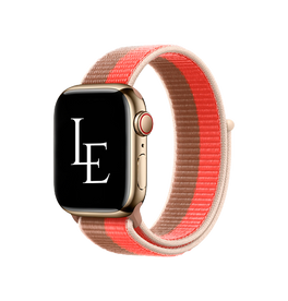 Apple Watch 38mm | Apple Watch (38/40/SE/41mm) - L'Empiri™ Sport+ Nylon Velcro Rem - Brun/Rød - DELUXECOVERS.DK