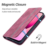 iPhone 13 Pro | iPhone 13 Pro - CaseMe™ Vintage Læder Etui / Pung - Bordeaux Rød - DELUXECOVERS.DK